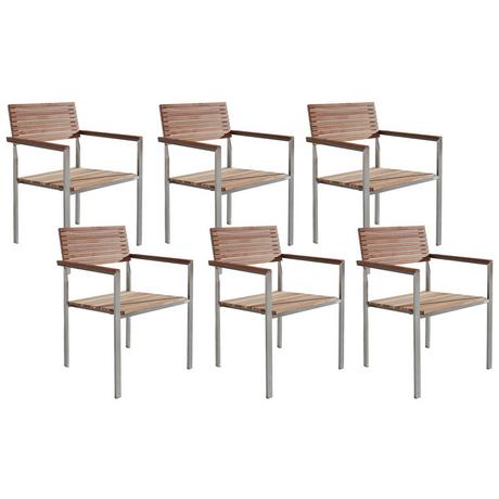 Beliani Lot de 6 chaises en Teck Moderne VIAREGGIO  