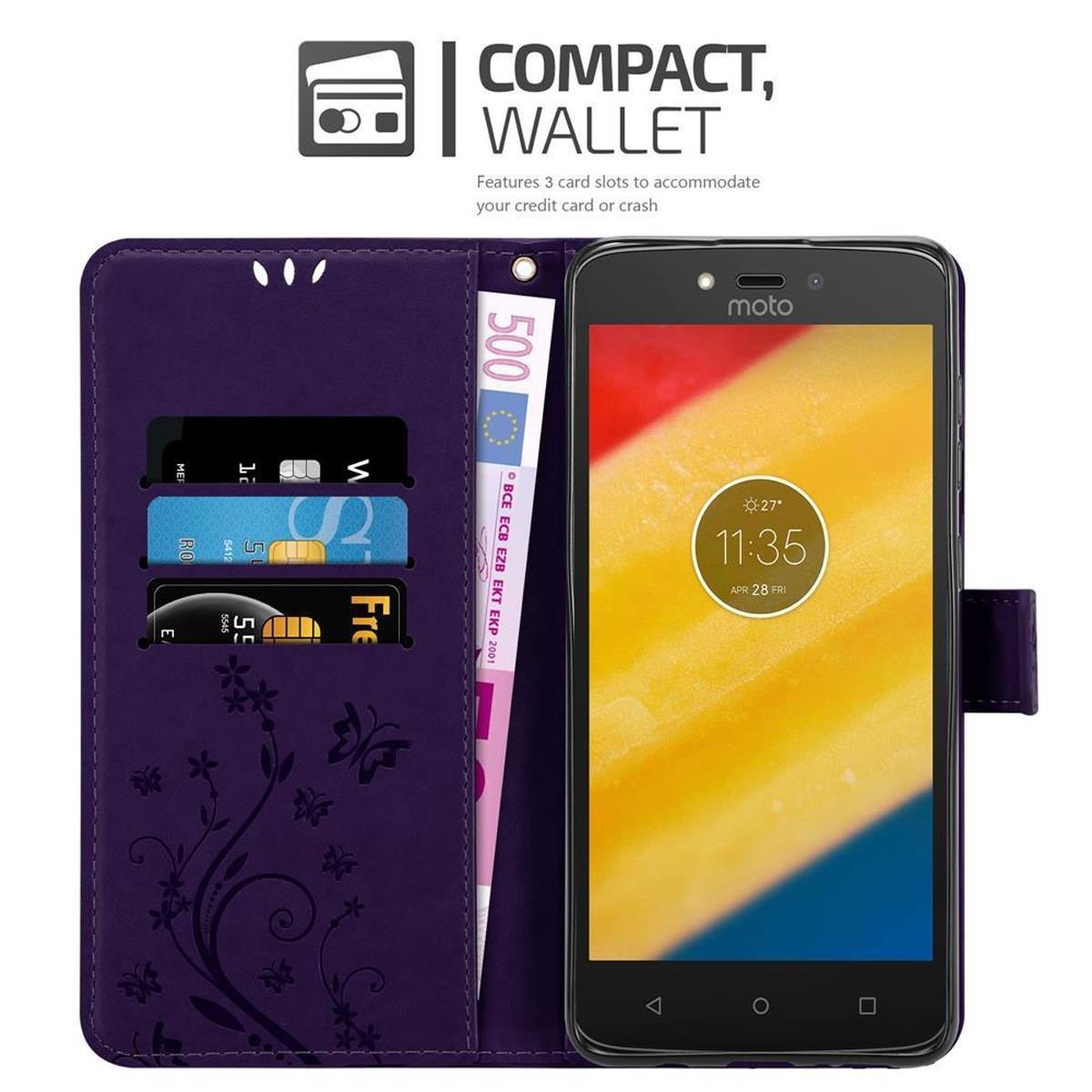 Cadorabo  Hülle für Motorola MOTO C PLUS Blumen Design Magnetverschluss 