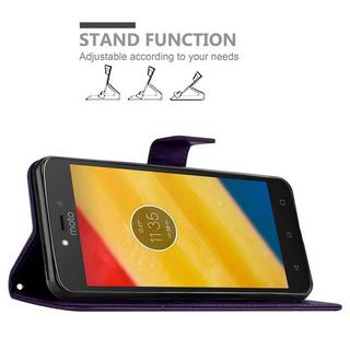 Cadorabo  Housse compatible avec Motorola MOTO C PLUS - Coque de protection au design floral avec fermeture magnétique, fonction de support et emplacements pour cartes 