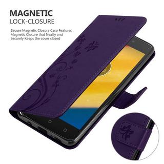 Cadorabo  Housse compatible avec Motorola MOTO C PLUS - Coque de protection au design floral avec fermeture magnétique, fonction de support et emplacements pour cartes 