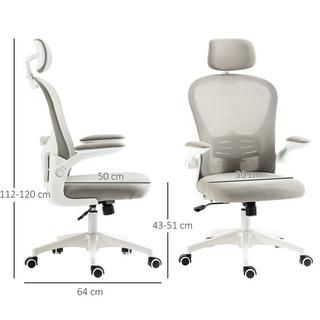 Northio Bürosessel mit verstellbarer Kopfstütze, ergonomischer Schreibtischstuhl mit hochklappbarem Arm, bis 120 kg, Grau  