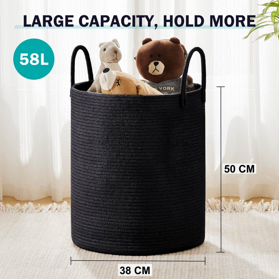 Alopini Panier de Rangement pour Jouets Collecteur de Linge Tressé avec Poignée Fait à la main  