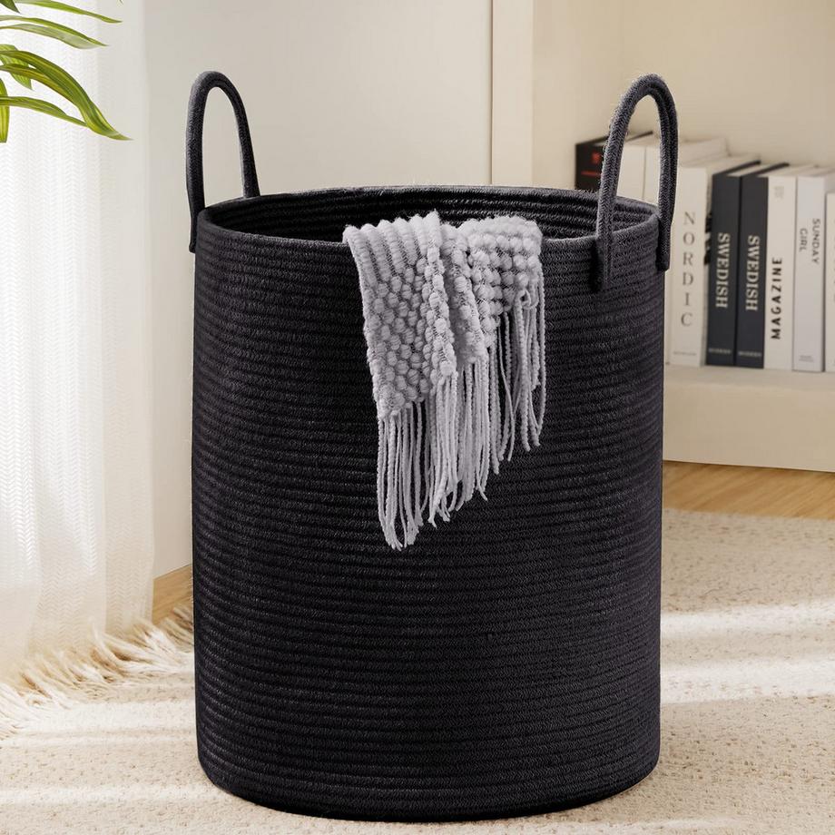 Panier de Rangement pour Jouets Collecteur de Linge Tressé avec Poignée Fait à la main