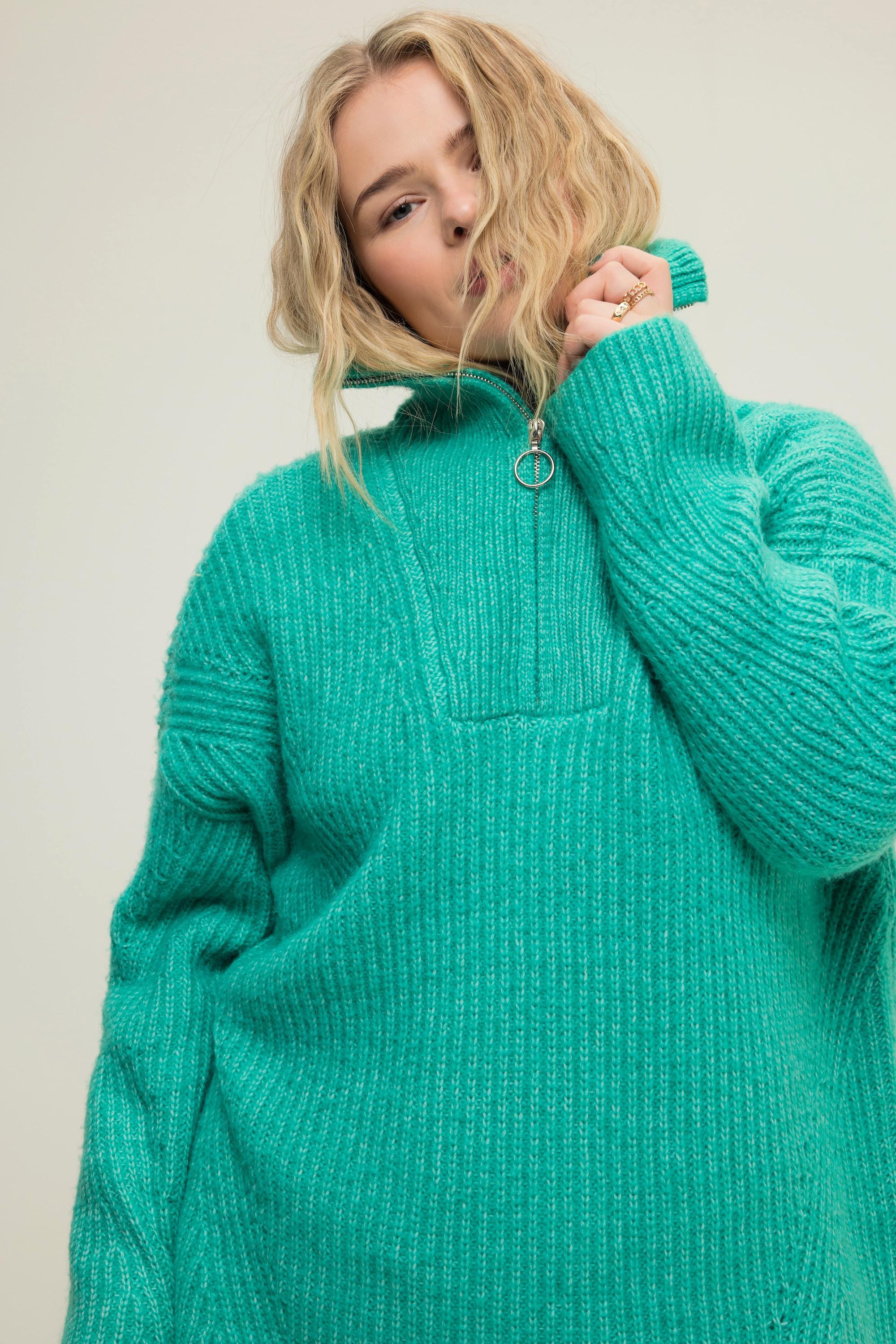 Studio Untold  Troyer, Pullover, oversized, Rippstrick, Troyerkragen 