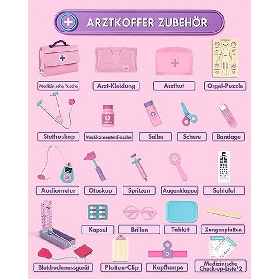 Activity-board  Arztkoffer Kinder Holz, Arztkoffer mit Puzzle Organen, Arztkoffer Kinder ab 3 Jahre, Kinder 