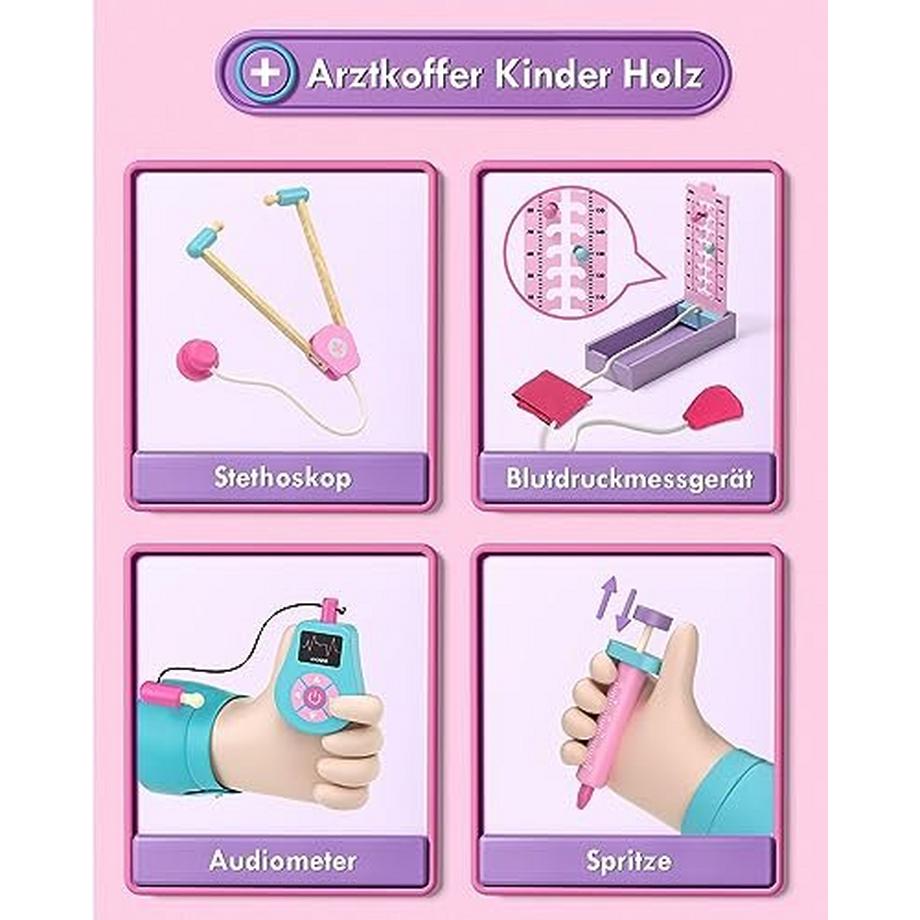 Activity-board  Arztkoffer Kinder Holz, Arztkoffer mit Puzzle Organen, Arztkoffer Kinder ab 3 Jahre, Kinder 