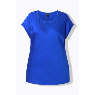 Ulla Popken Blusa classica smanicata in raso Scollo a girocollo  