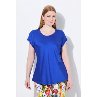 Ulla Popken Blusa classica smanicata in raso Scollo a girocollo  