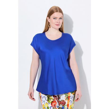 Ulla Popken Blusa classica smanicata in raso Scollo a girocollo  