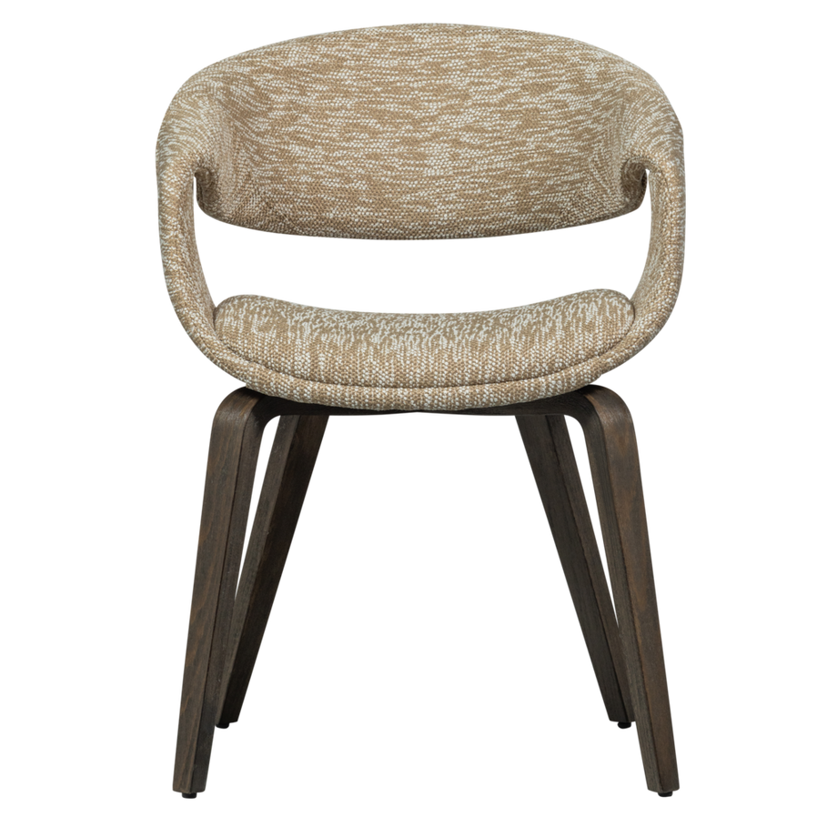 mutoni Chaise avec accoudoirs Yossi sable avec pied en bois brun foncé  