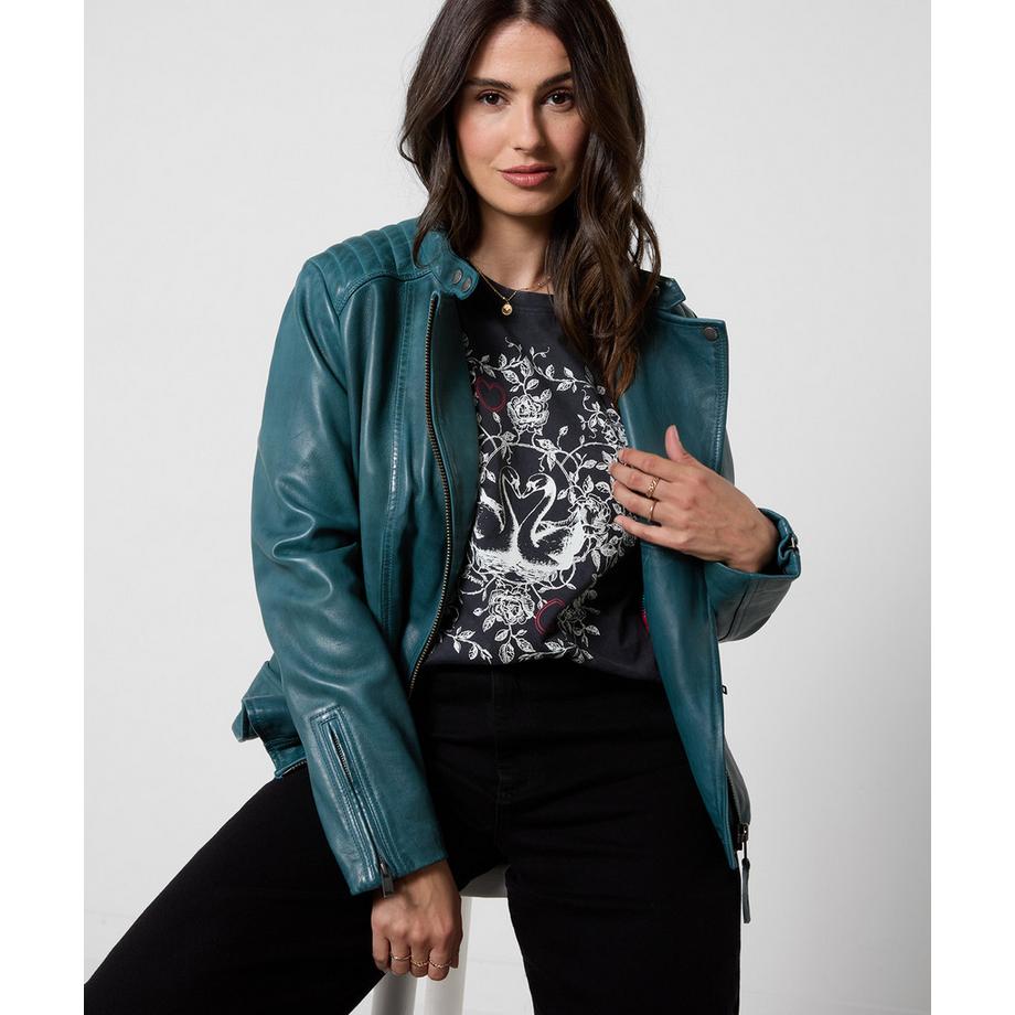 Joe Browns Kurzarm T-Shirt mit Acid Wash und Schwanenprint  