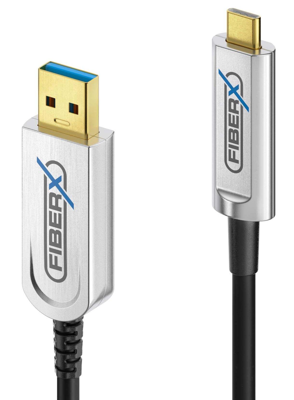 FiberX  FX-I630-012 câble USB 12 m USB 3.2 Gen 1 (3.1 Gen 1) USB C USB A Noir, Argent 