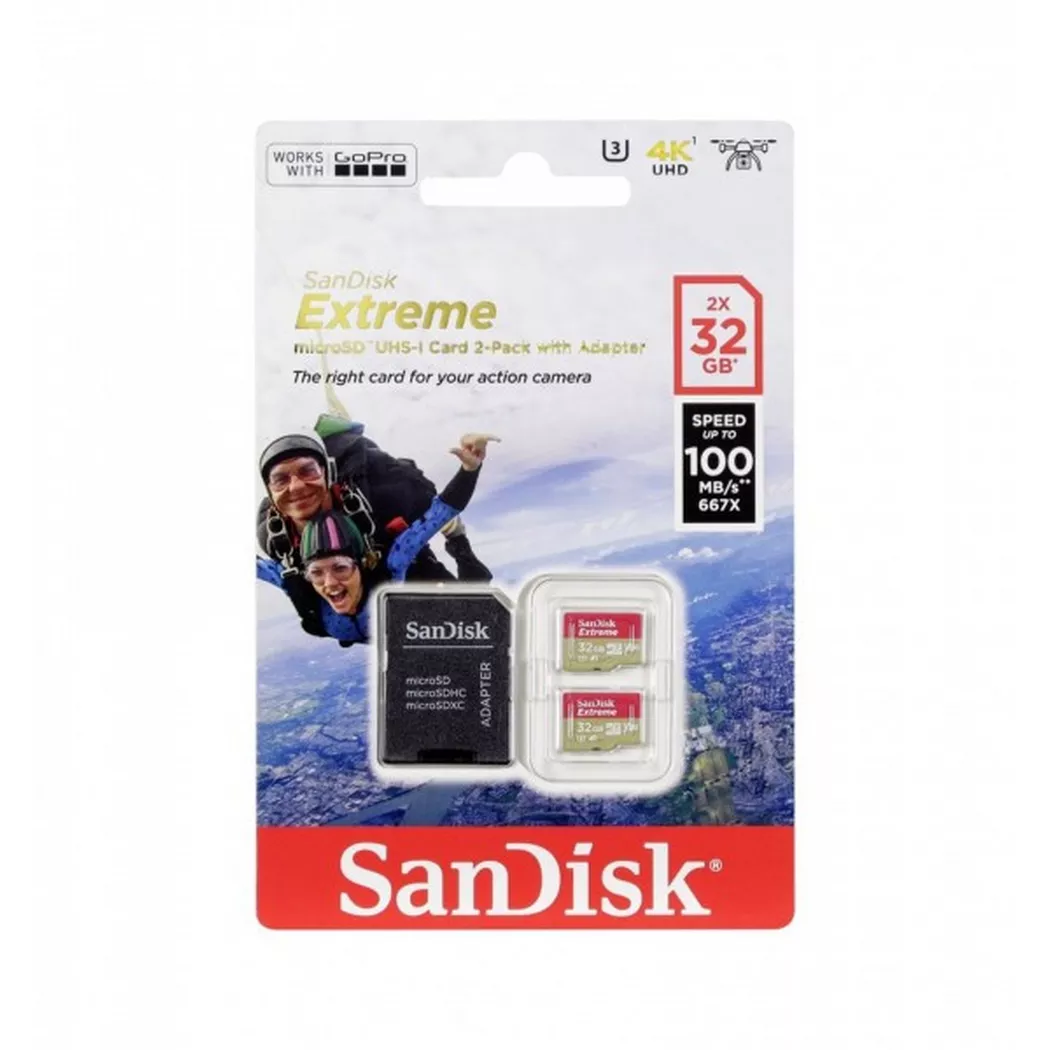 SanDisk Extreme microSDHC Speicherkarte 32GB 2-Pack + SD Adapter