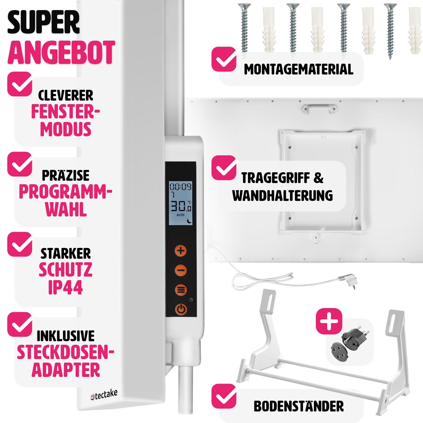 Tectake Infrarotheizung mit Thermostat und Kippschutz  