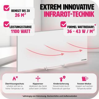 Tectake Chauffage infrarouge avec thermostat et protection contre la surchauffe  