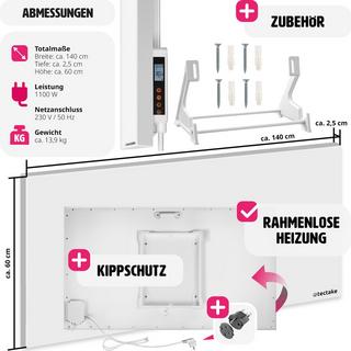 Tectake Chauffage infrarouge avec thermostat et protection contre la surchauffe  