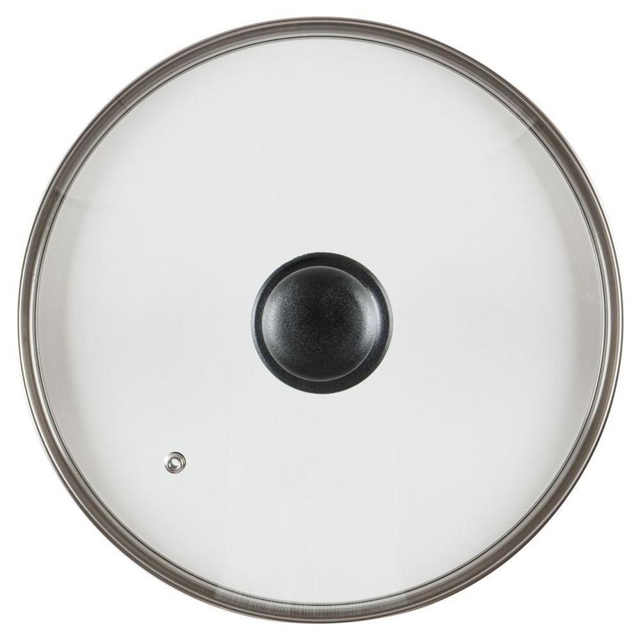 B2X  Glasdeckel mit Stahlrand und Dampföffnung, komfortabler Kunststoffgriff 
