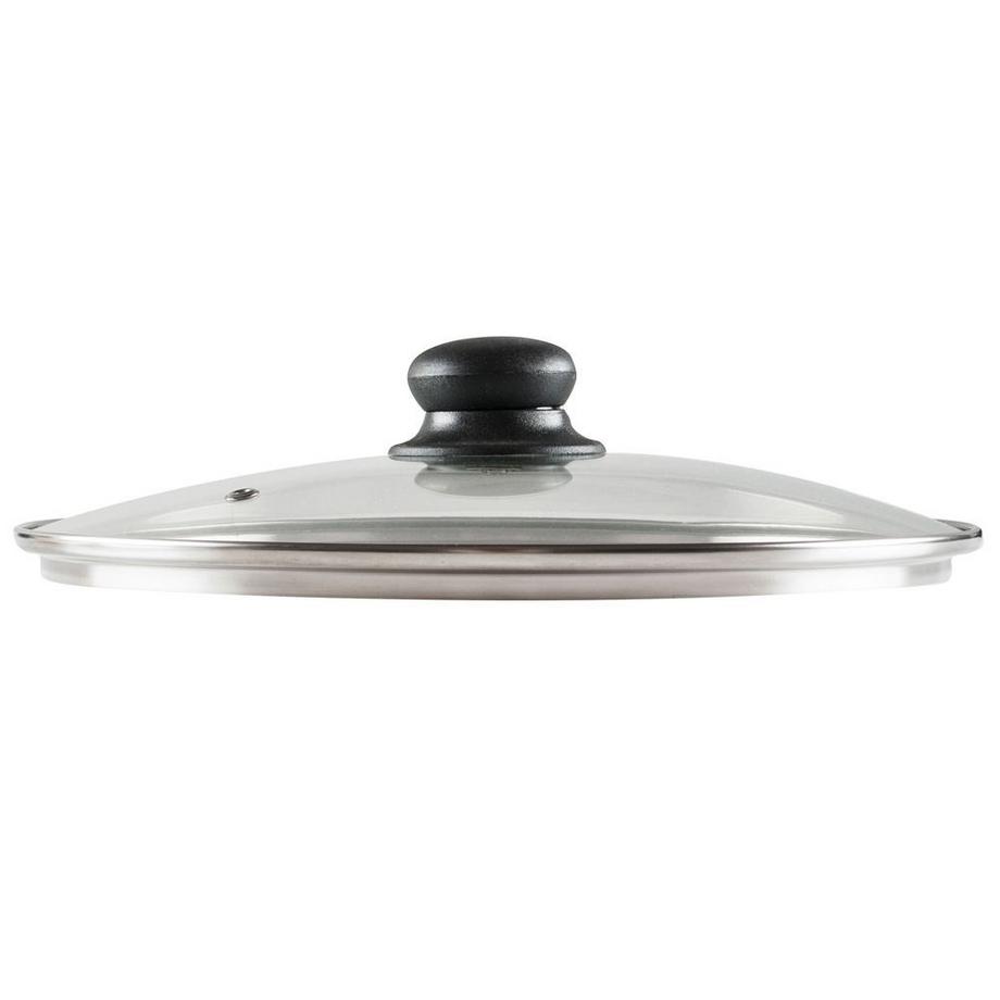 B2X  Glasdeckel mit Stahlrand und Dampföffnung, komfortabler Kunststoffgriff 