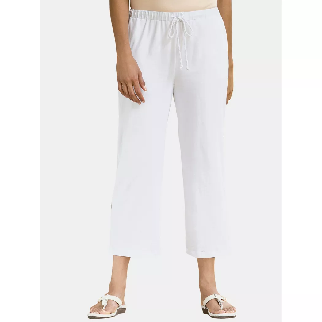 Ulla Popken - 3/4-Jerseyhose, gerades Bein schneeweiß, für Damen, Weiss, Größe 54/56