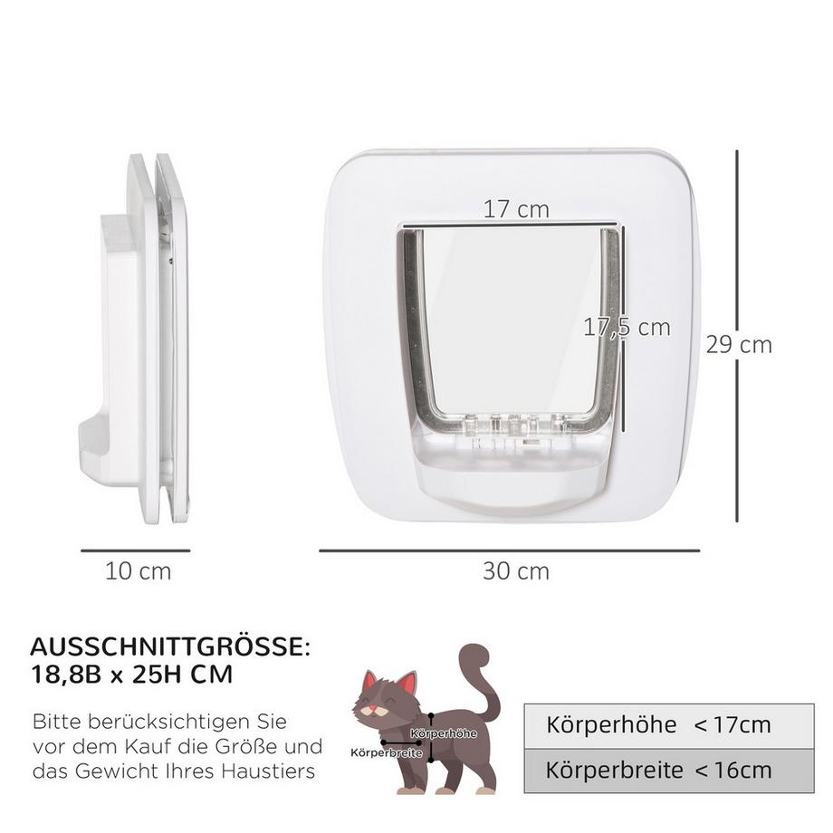 Northio  Katzenklappe Hundeklappe Mit 4 Verschluss-Optionen Und Magnet, Für Innen- Und Außentüren, 30X29X10Cm 