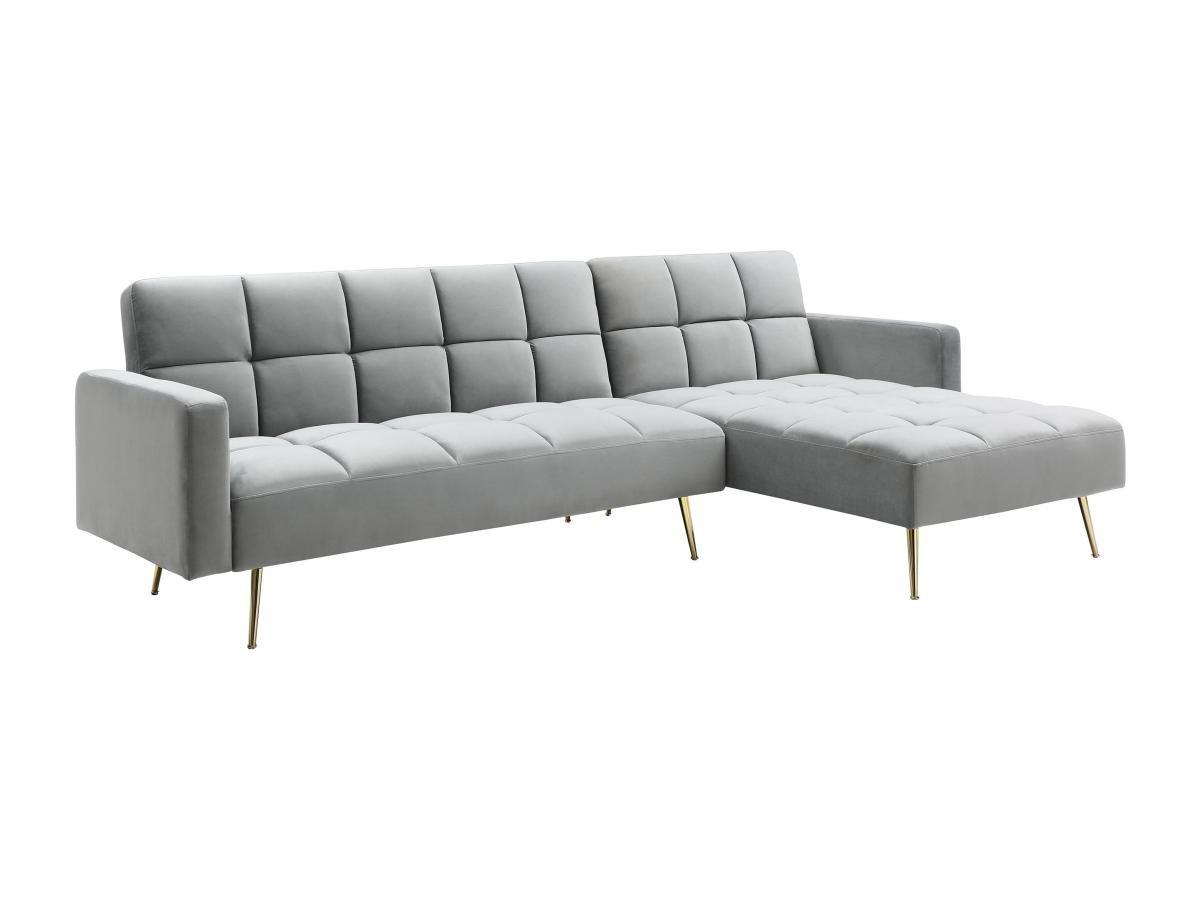 Image of Klappecksofa mit Schlaffunktion - Ecke wechselbar - Samt - Grau - NIETO Klappecksofa mit Schlaffunktion - Ecke wechselbar - Samt - Grau - NIETO