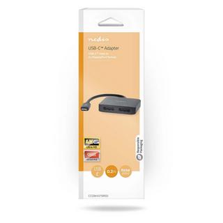Nedis  Adaptateur USB-C™ | USB 3.2 Génération 1 | USB-C™ Mâle | 2x Displayport femelle | 4K à 60 Hz | 0,20 m | Rond | Nickelé | PVC | Noir | Boîte 