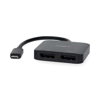 Nedis  Adaptateur USB-C™ | USB 3.2 Génération 1 | USB-C™ Mâle | 2x Displayport femelle | 4K à 60 Hz | 0,20 m | Rond | Nickelé | PVC | Noir | Boîte 