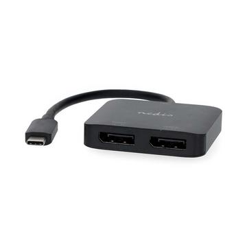 Adaptateur USB-C™ | USB 3.2 Génération 1 | USB-C™ Mâle | 2x Displayport femelle | 4K à 60 Hz | 0,20 m | Rond | Nickelé | PVC | Noir | Boîte