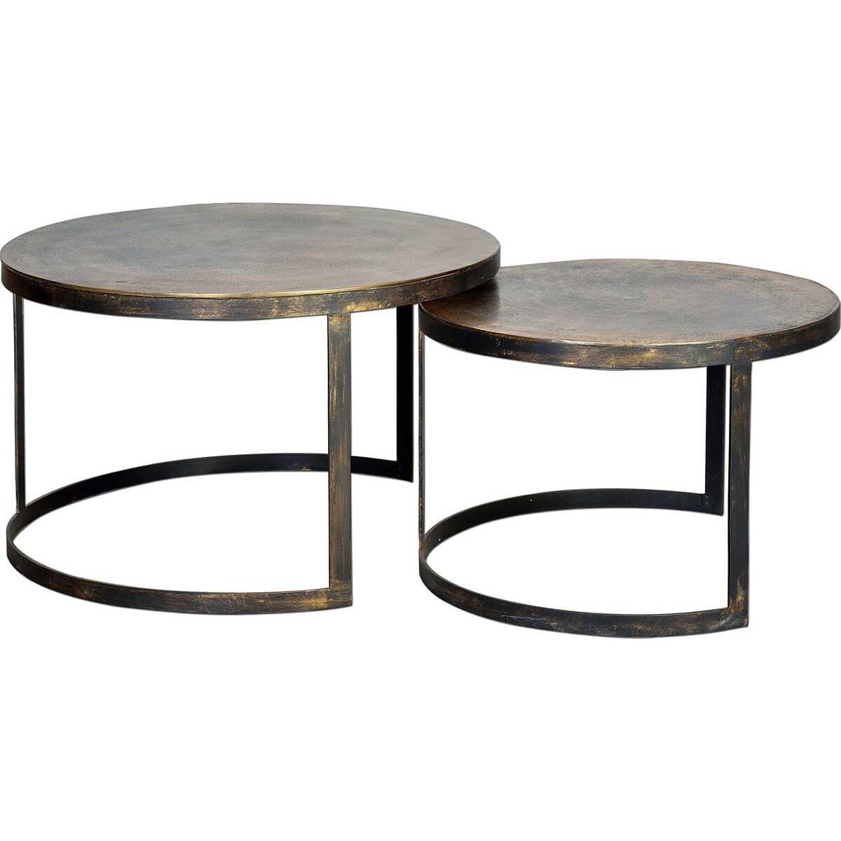 mutoni Table basse ronde bronze (set de 2)  