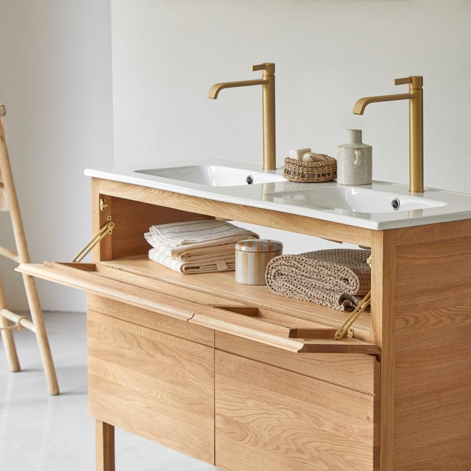 Tikamoon Mobile per il bagno in legno di quercia massello e ceramica 120 cm Easy  