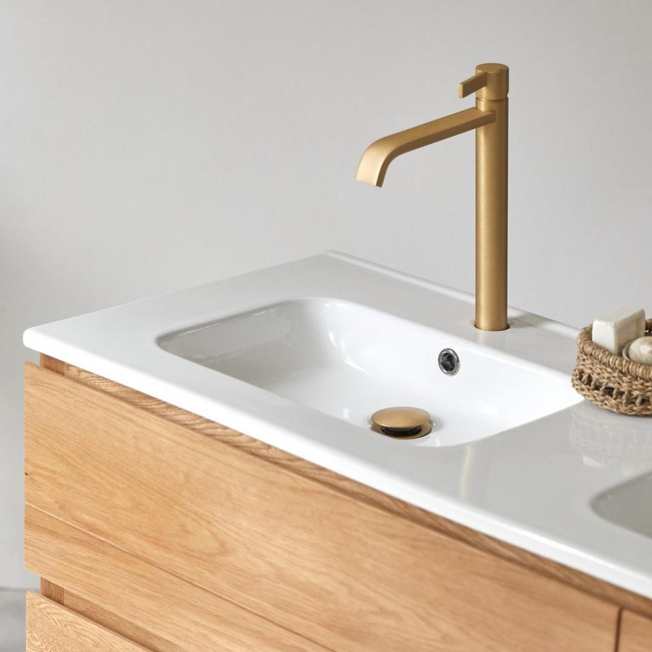 Tikamoon Mobile per il bagno in legno di quercia massello e ceramica 120 cm Easy  