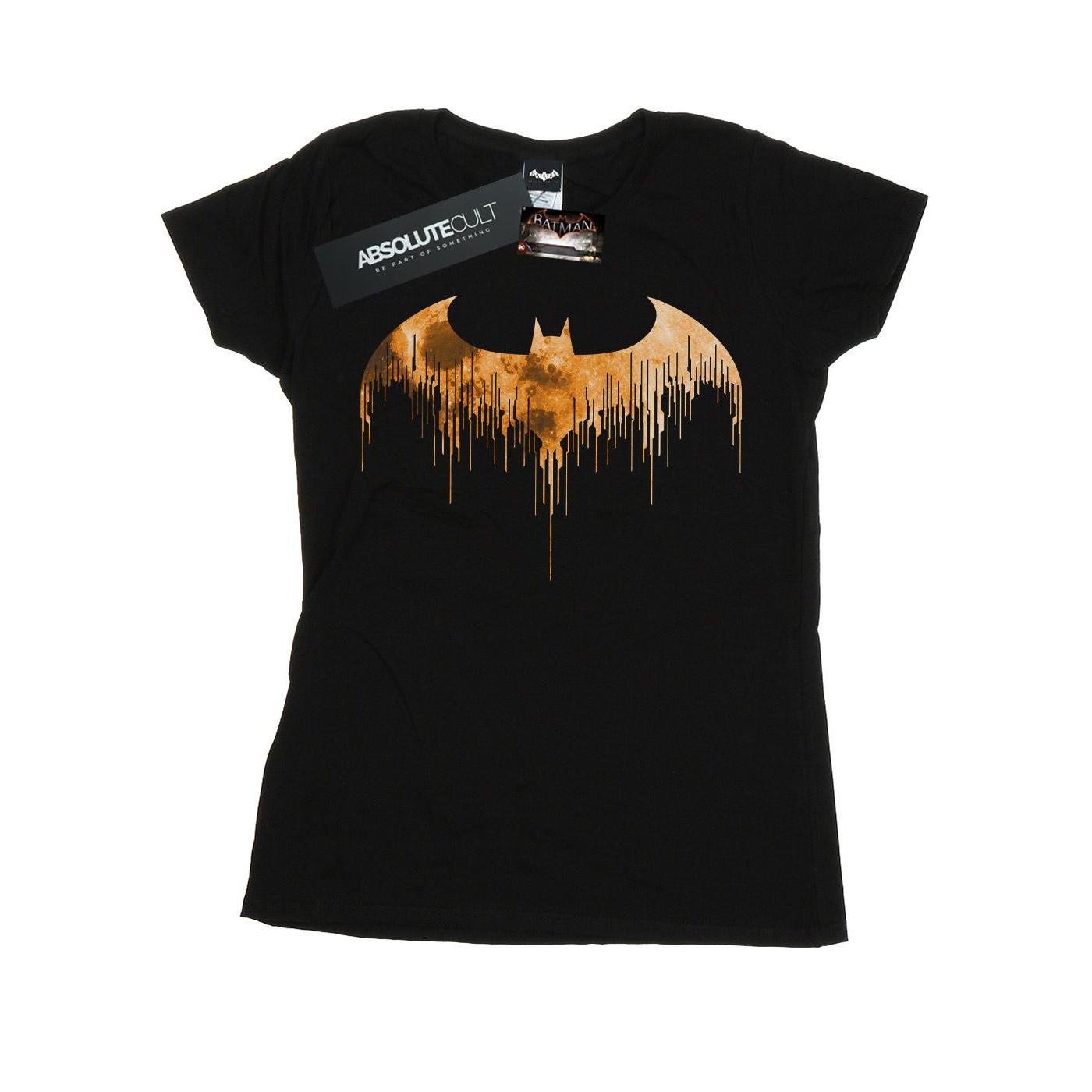 Image of Batman Arkham Knight Halloween Moon Logo Fill Tshirt Damen Schwarz XXL
