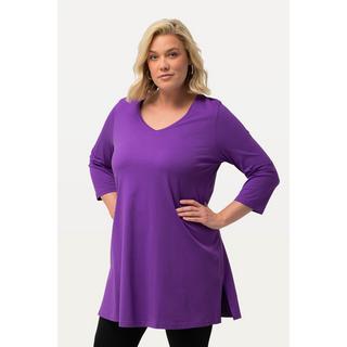 Ulla Popken  Maglia lunga con scollo a V, maniche a 3/4 e taglio svasato 