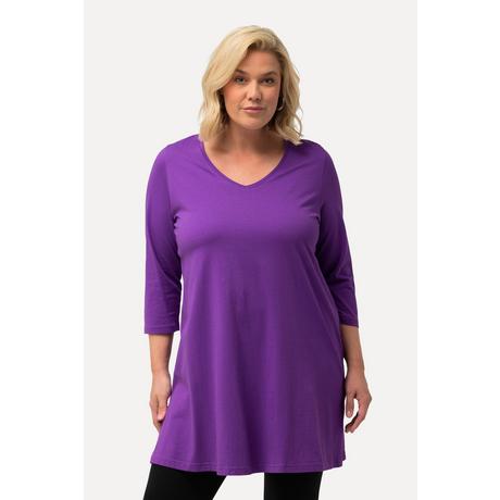 Ulla Popken  Maglia lunga con scollo a V, maniche a 3/4 e taglio svasato 