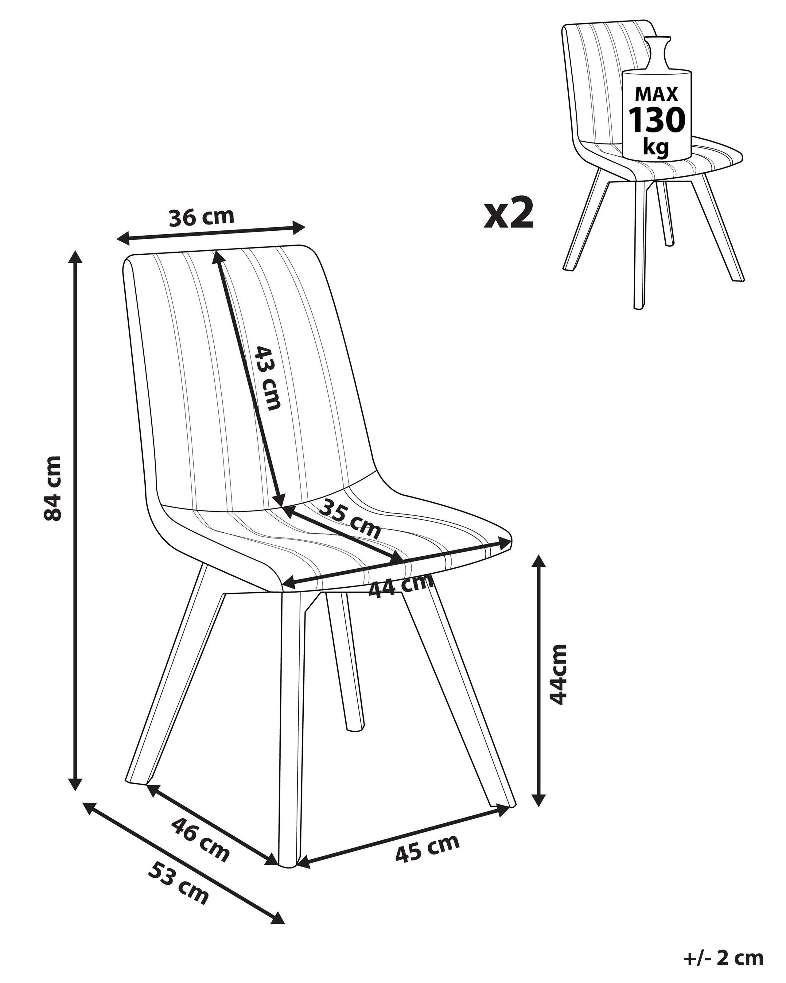 Beliani Lot de 2 chaises en Polyester Rétro CALGARY  