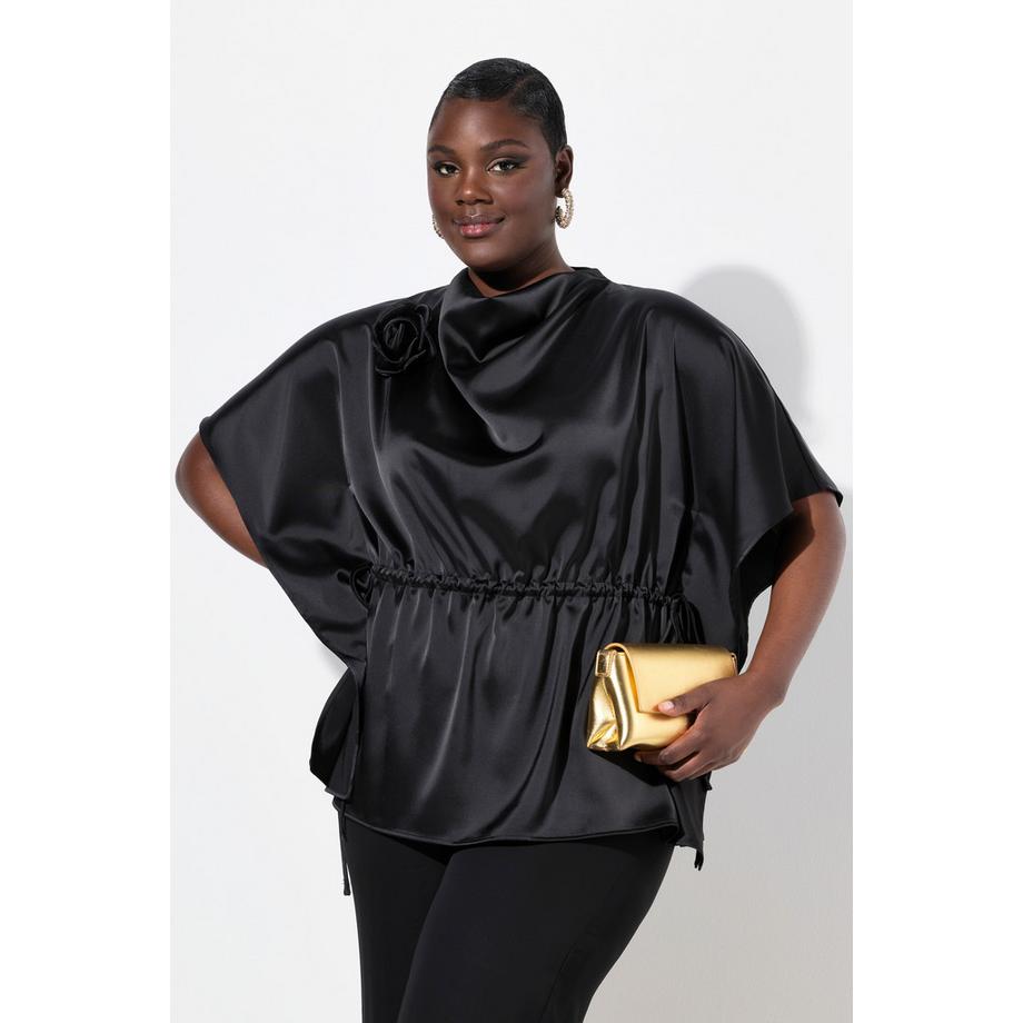 Ulla Popken Blouse Oversize Col Bénitier Manches Courtes  