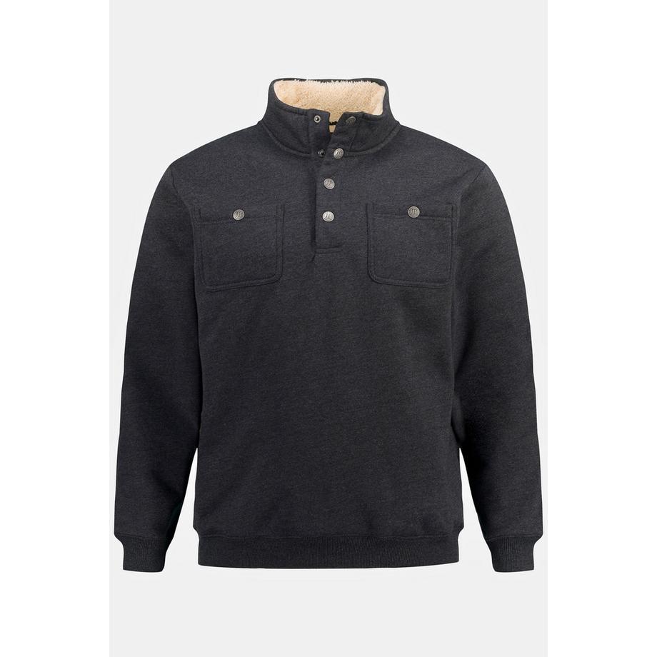 JP1880 Felpa polo maniche lunghe fodera teddy collo alto bottoni automatici  