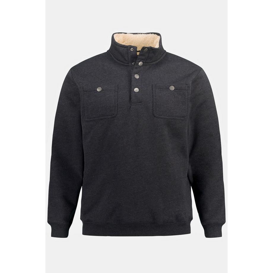 JP1880 Felpa polo maniche lunghe fodera teddy collo alto bottoni automatici  