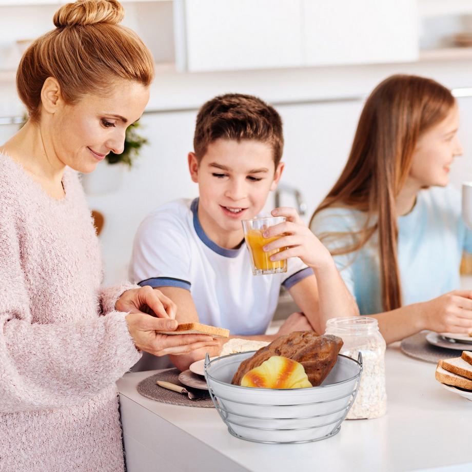 B2X Cestino rotondo in metallo per il pane con coperchio  