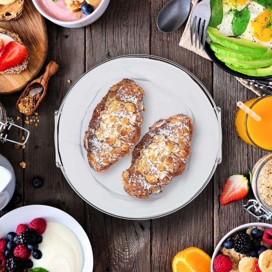 B2X Cestino rotondo in metallo per il pane con coperchio  