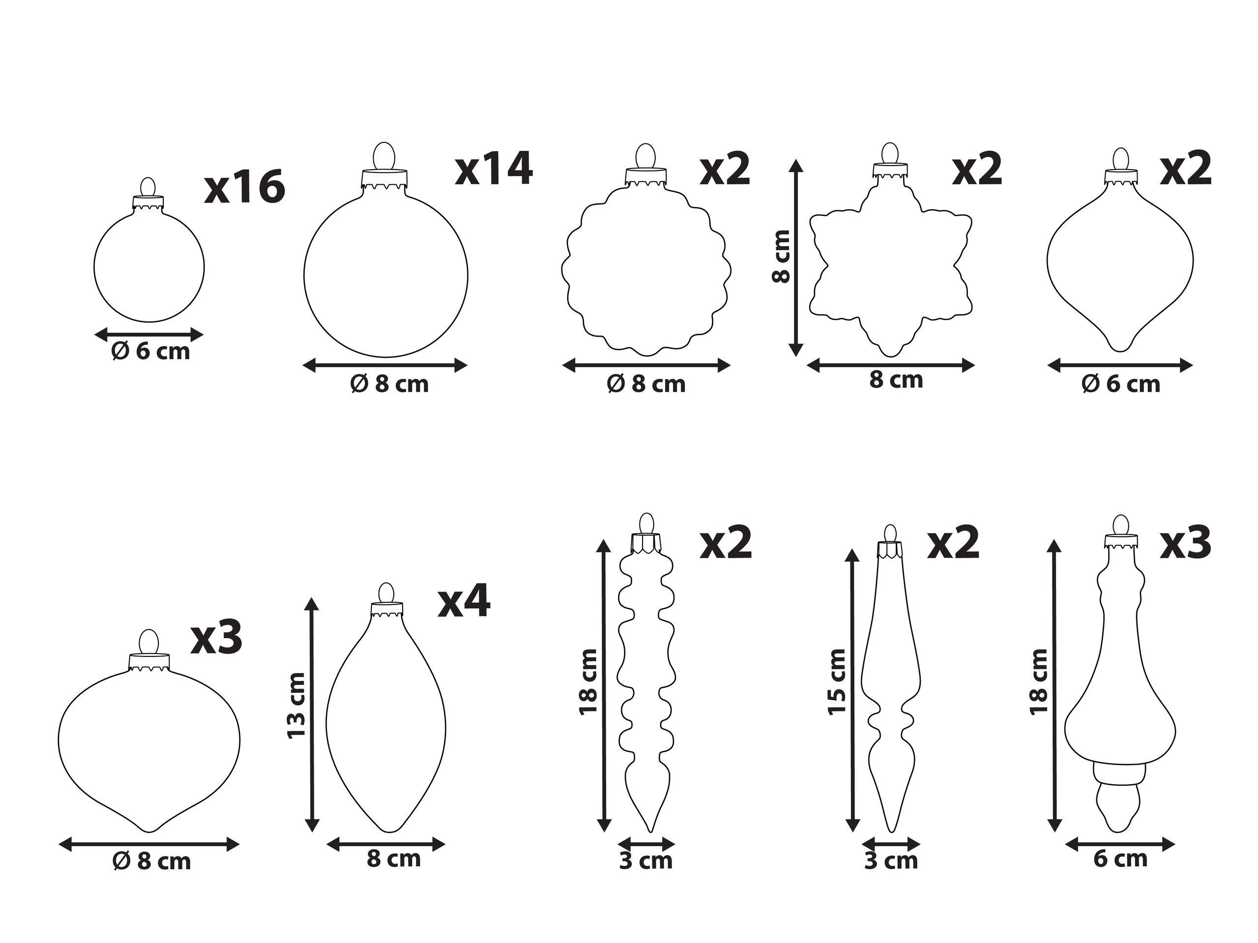 Beliani Weihnachtskugel 50er Set aus Glas Glamourös SPARKLE  