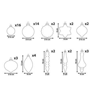 Beliani Weihnachtskugel 50er Set aus Glas Glamourös SPARKLE  