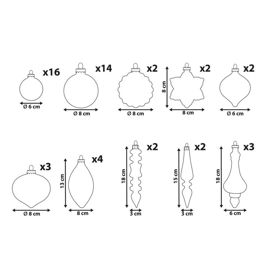 Beliani Lot de 50 boules en Verre Glamour SPARKLE  