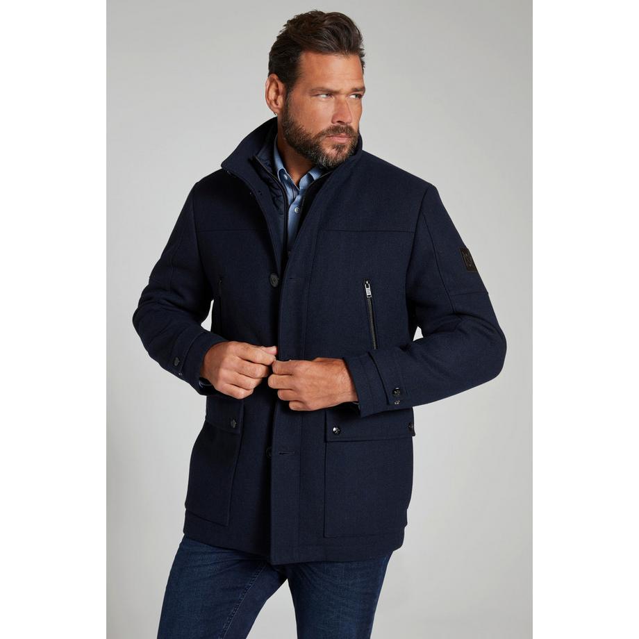 JP1880 Giacca Misto Lana Idrorepellente Inserto Spina di Pesce Collo Alto  