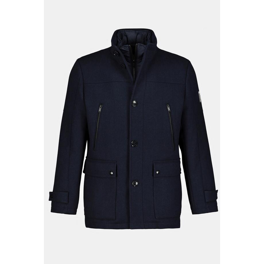 JP1880 Giacca Misto Lana Idrorepellente Inserto Spina di Pesce Collo Alto  