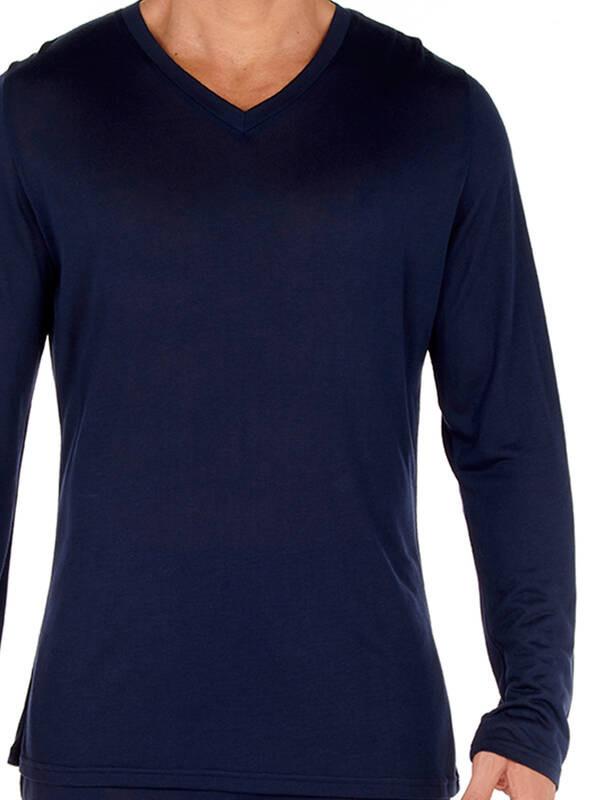HOM Cocooning Modal Langarm V-Neck Shirt  