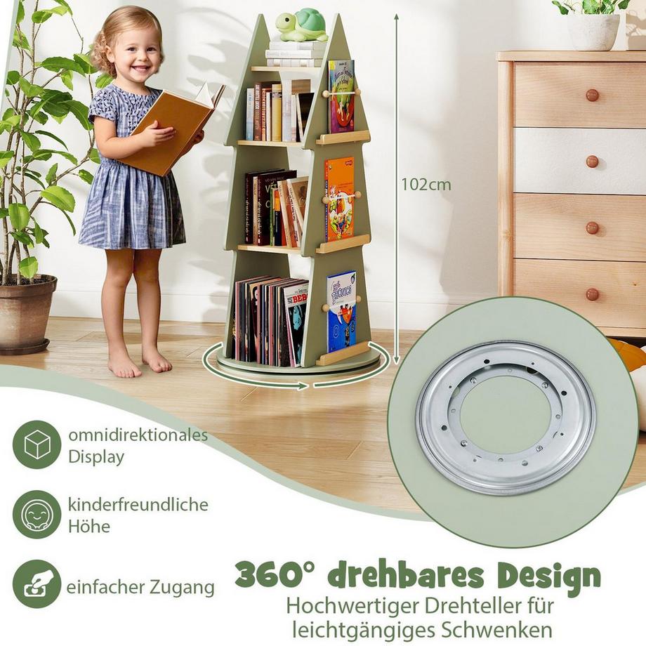 Northix Drehbares Kinderbücherregal, 4-stufig  