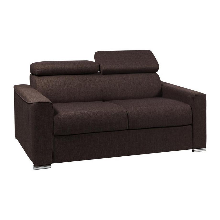 LINEA SOFA Canapé 2 places convertible express en tissu marron - couchage 120 cm - Matelas 22 cm avec mémoire de forme VIZIR  