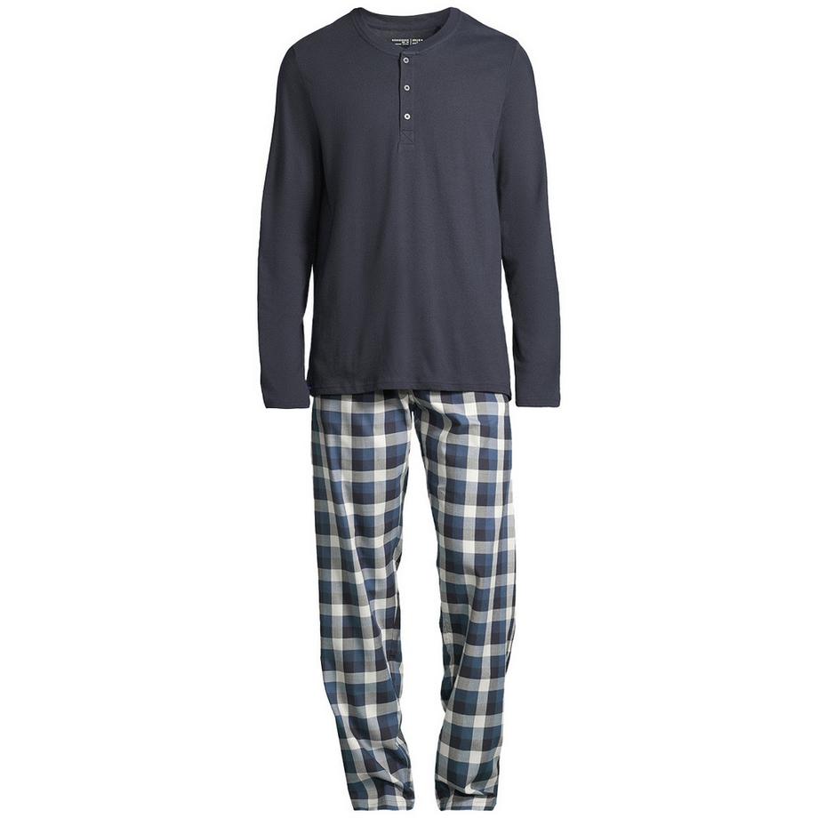 Schiesser Night & Home Pigiama Henley Maniche Lunghe  