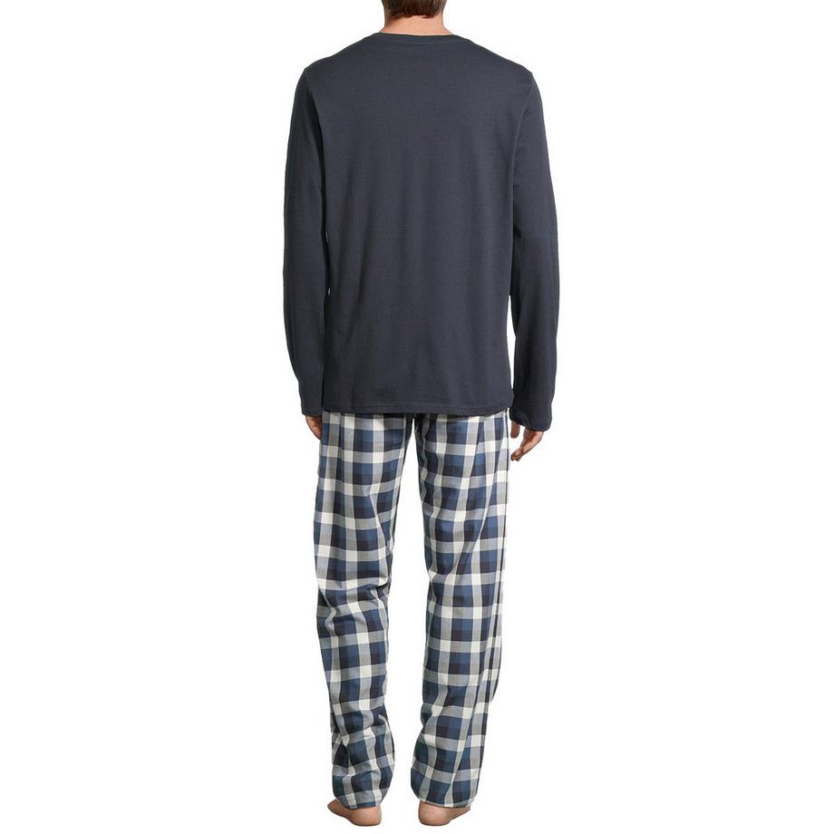 Schiesser Night & Home Pigiama Henley Maniche Lunghe  